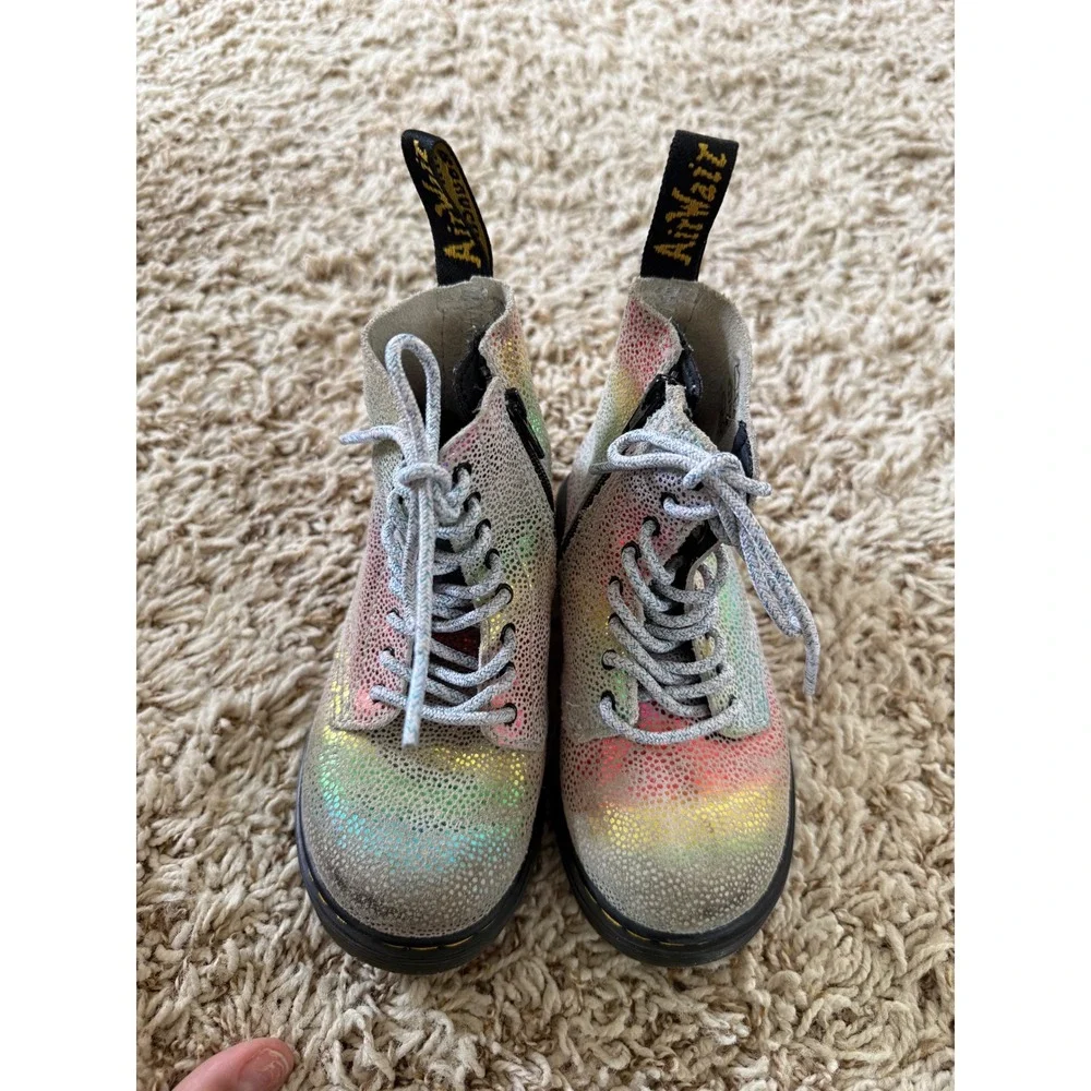 Rare‎ Dr Martens 1460 Pascal Rainbow Glitter Holographic Boots Kids US 9